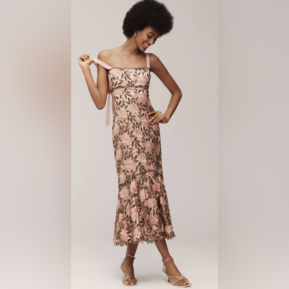 SAYLOR Pink and Green Floral Maxi Dress